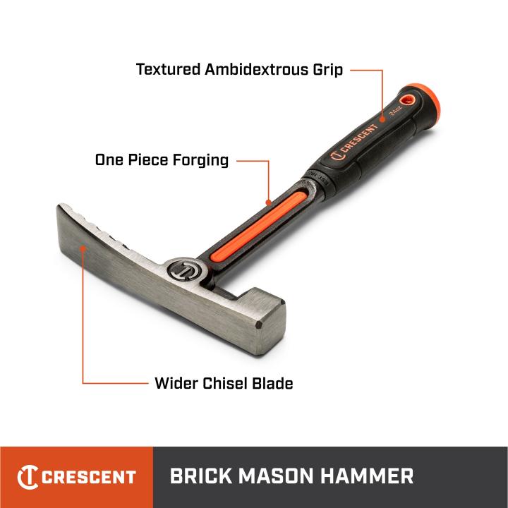 Crescent Brick Hammer with Steel Handle