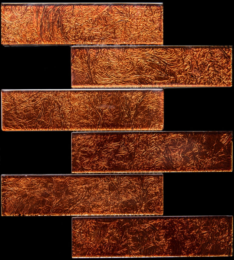 Glass Mosaic Copper Brown/Golden Rays Back-Splash Tile