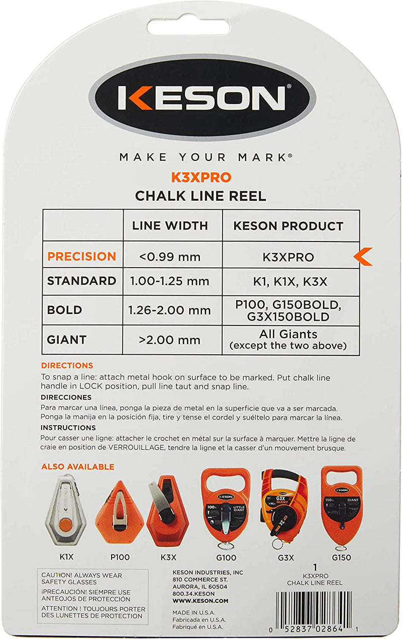Buy Keson K3XPRO Precision String Chalk Line Reel with 3X1 Rewind Online